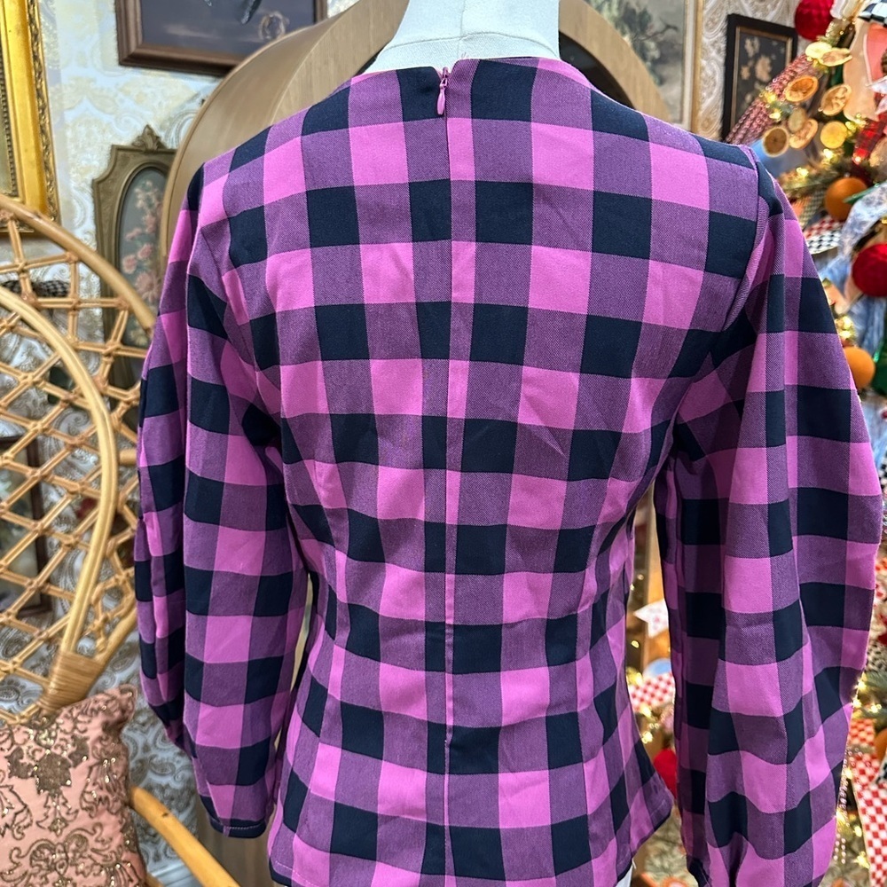 Do + Be pink and Navy Plaid Women's Blouse size small - Picture 6 of 8